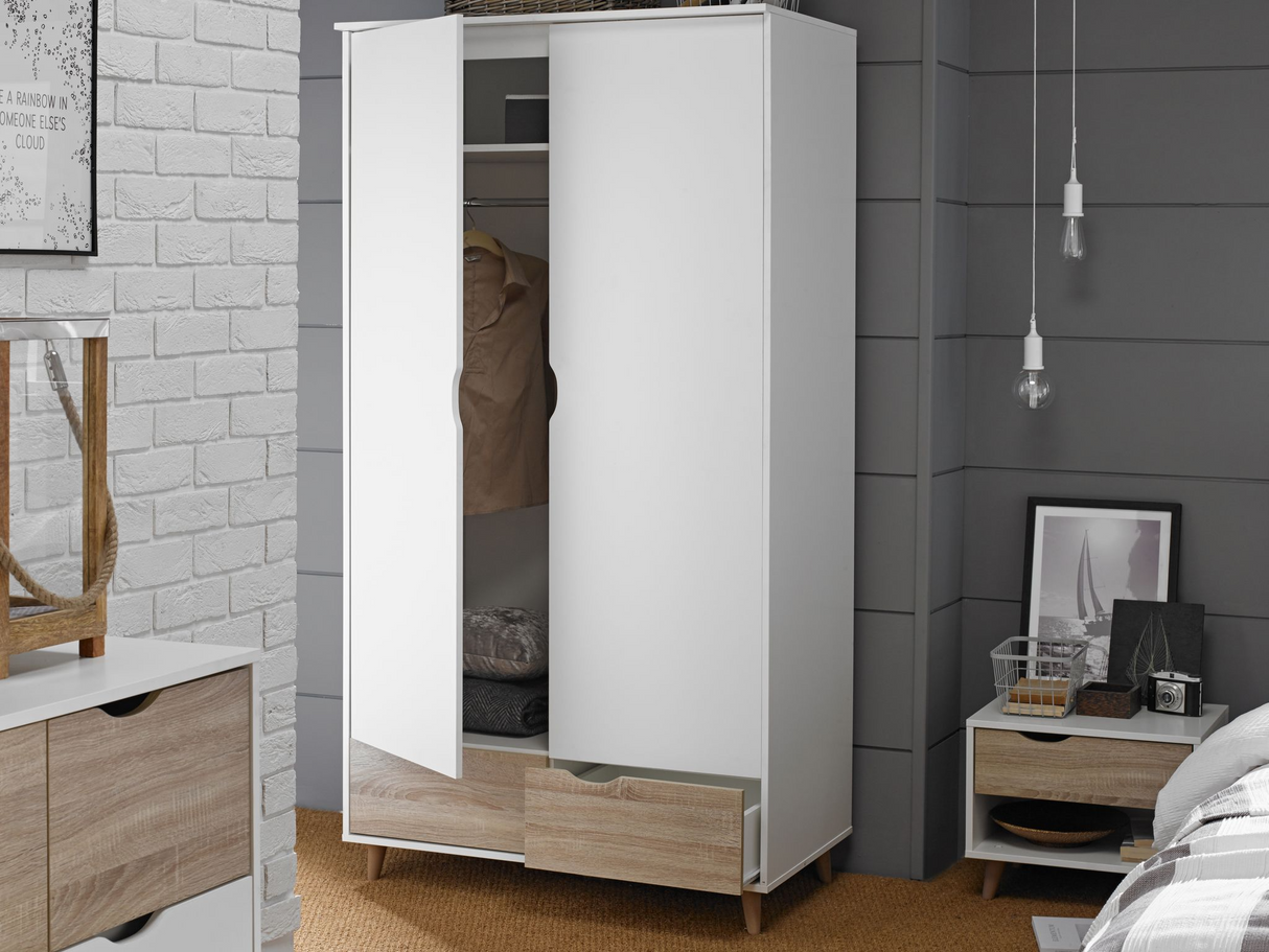 Stockholm White Oak 2 Door Wardrobe