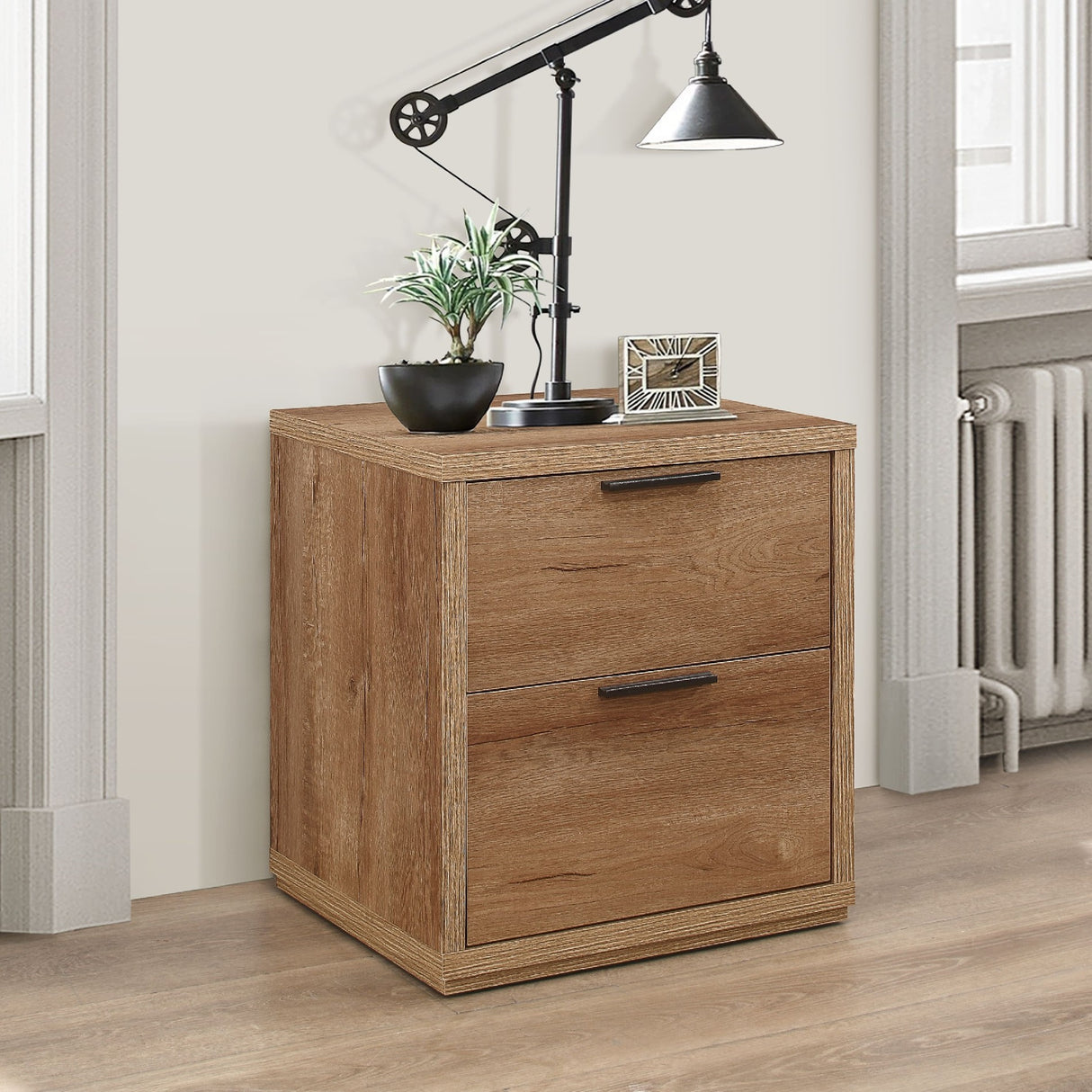 Stockwell Rustic Oak 2 Drawer Bedside