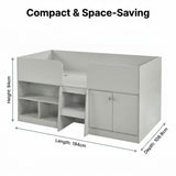 Nova Low Sleeper Kids Single Bed Frame with Storage Shelves