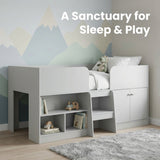 Nova Low Sleeper Kids Single Bed Frame with Storage Shelves