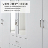 Paddington 6 Door 2 Drawer Mirrored Large Wardrobe