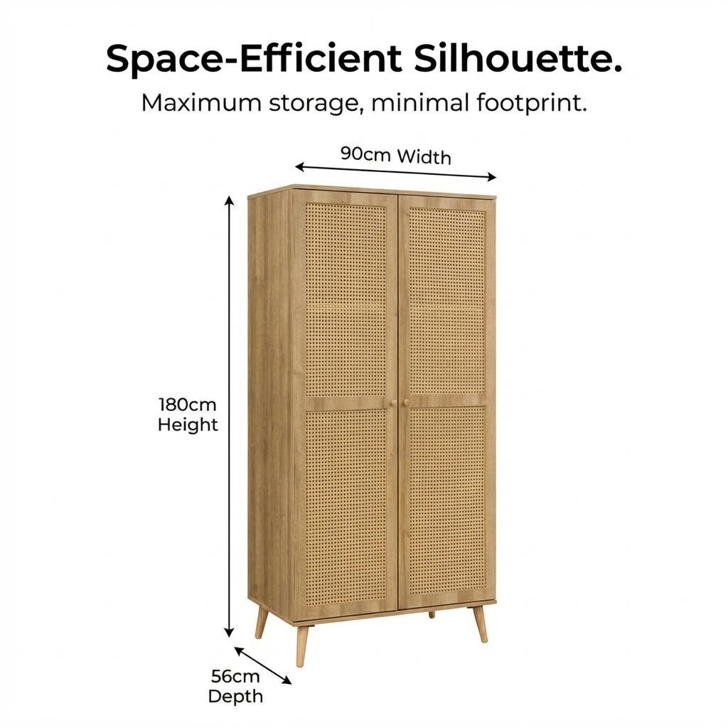 Manila Rattan 2 Door Double Wardrobe