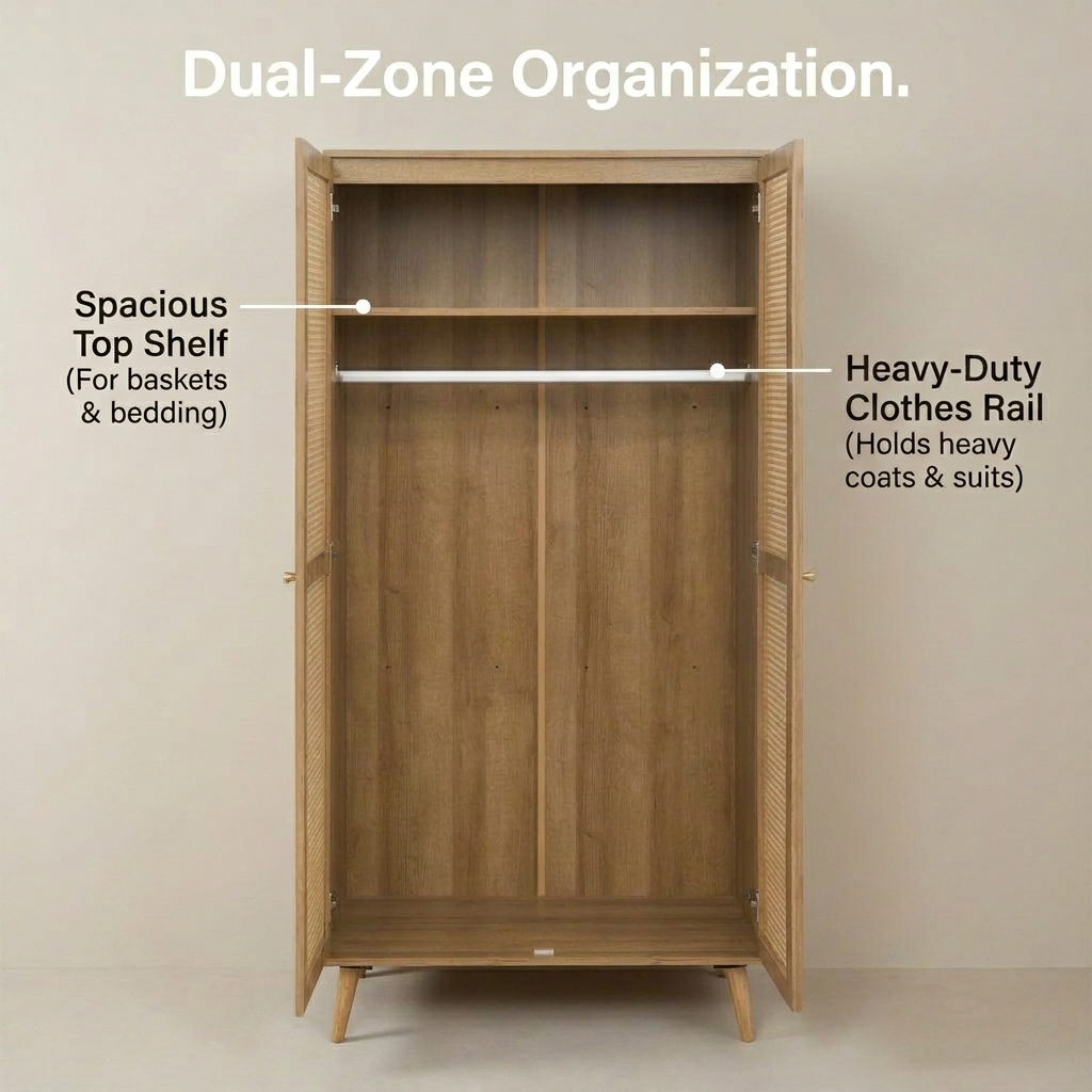 Manila Rattan 2 Door Double Wardrobe