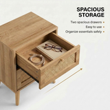 Manila Rattan 2 Drawer Bedside Table