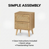 Manila Rattan 2 Drawer Bedside Table