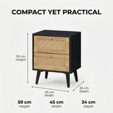 Manila Rattan 2 Drawer Bedside Table