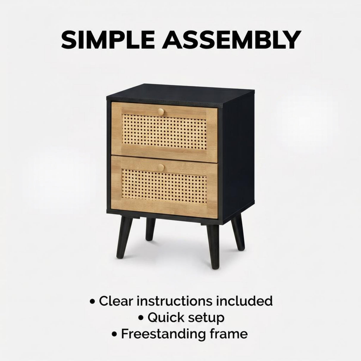 Manila Rattan 2 Drawer Bedside Table