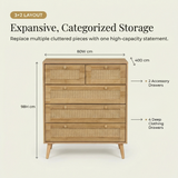 Manila Rattan 3+2 Drawer Chest of Drawers