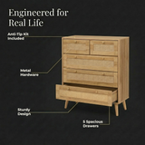 Manila Rattan 3+2 Drawer Chest of Drawers