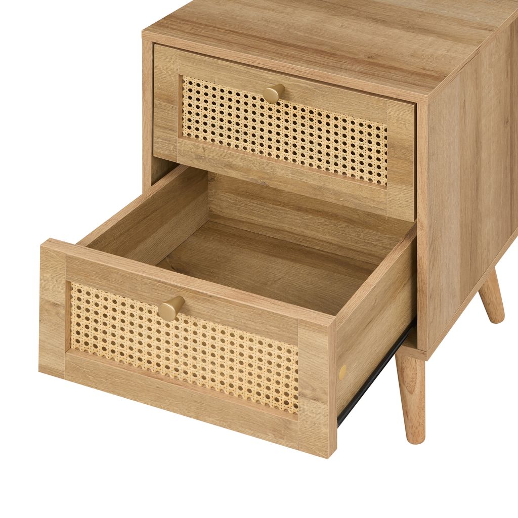Manila Rattan 3 Piece Bedroom Set with 2 Door Wardrobe, Bedside Table & Chest of 3+2 Drawers