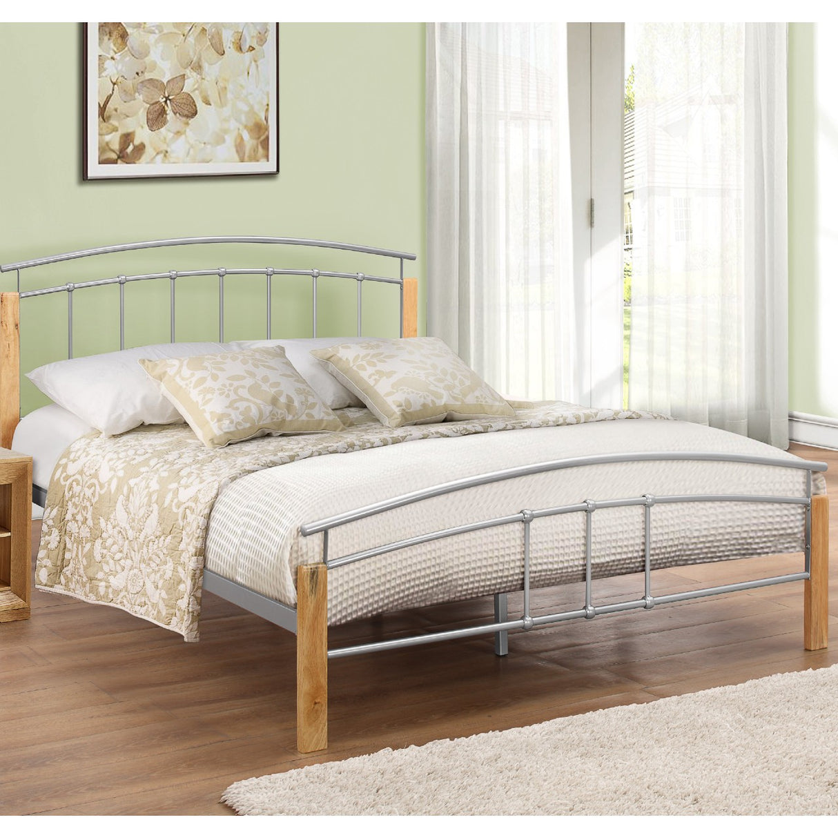 Tetras Silver and Beech Bed Frame