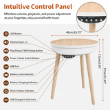 Bluetooth Speaker Side Table with 360° Sound & LED Light
