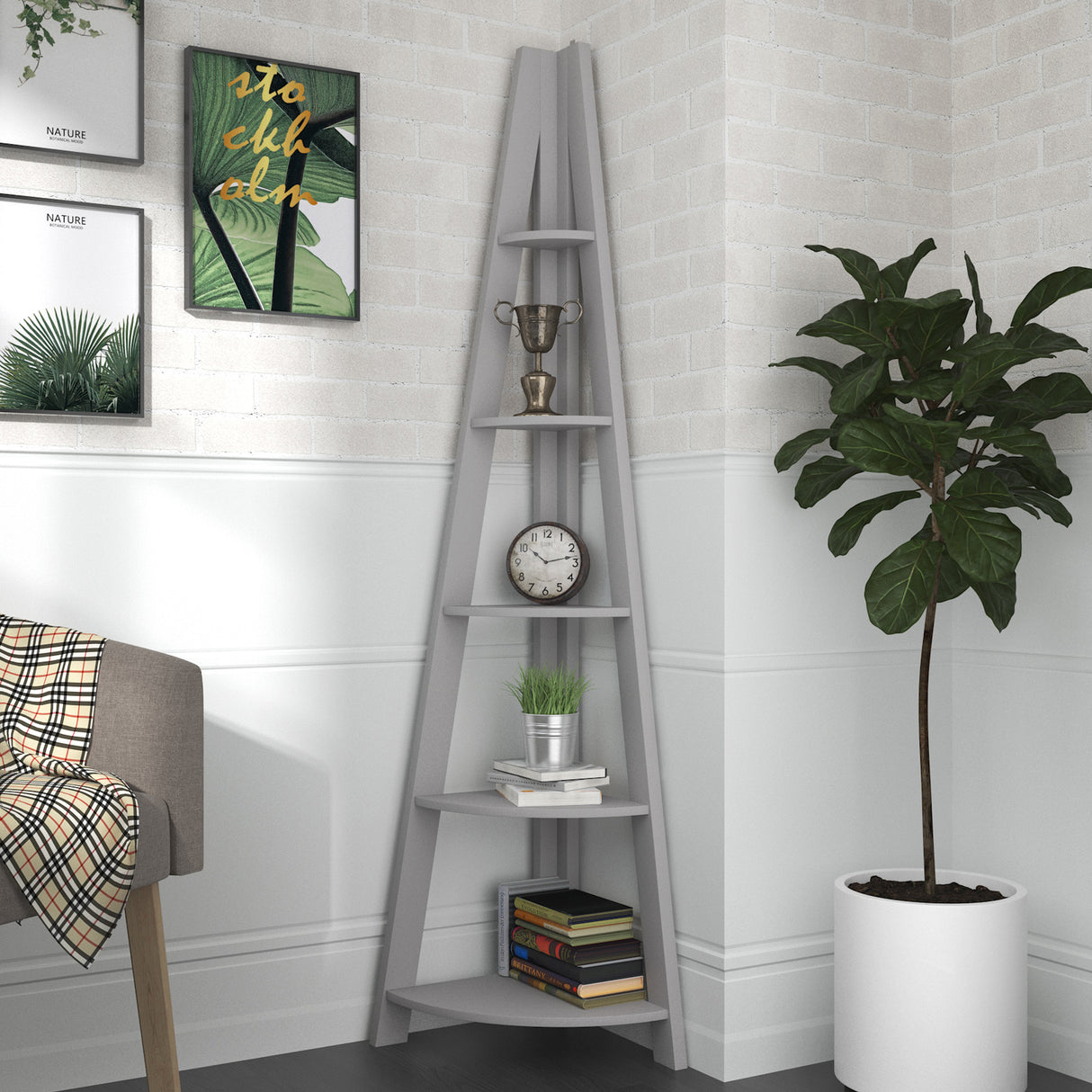 Tiva Corner Ladder Bookcase