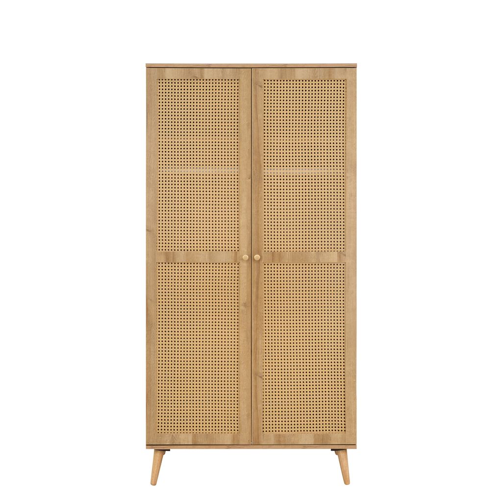 Manila Rattan 3 Piece Bedroom Set with 2 Door Wardrobe, Bedside Table & Chest of 3+2 Drawers