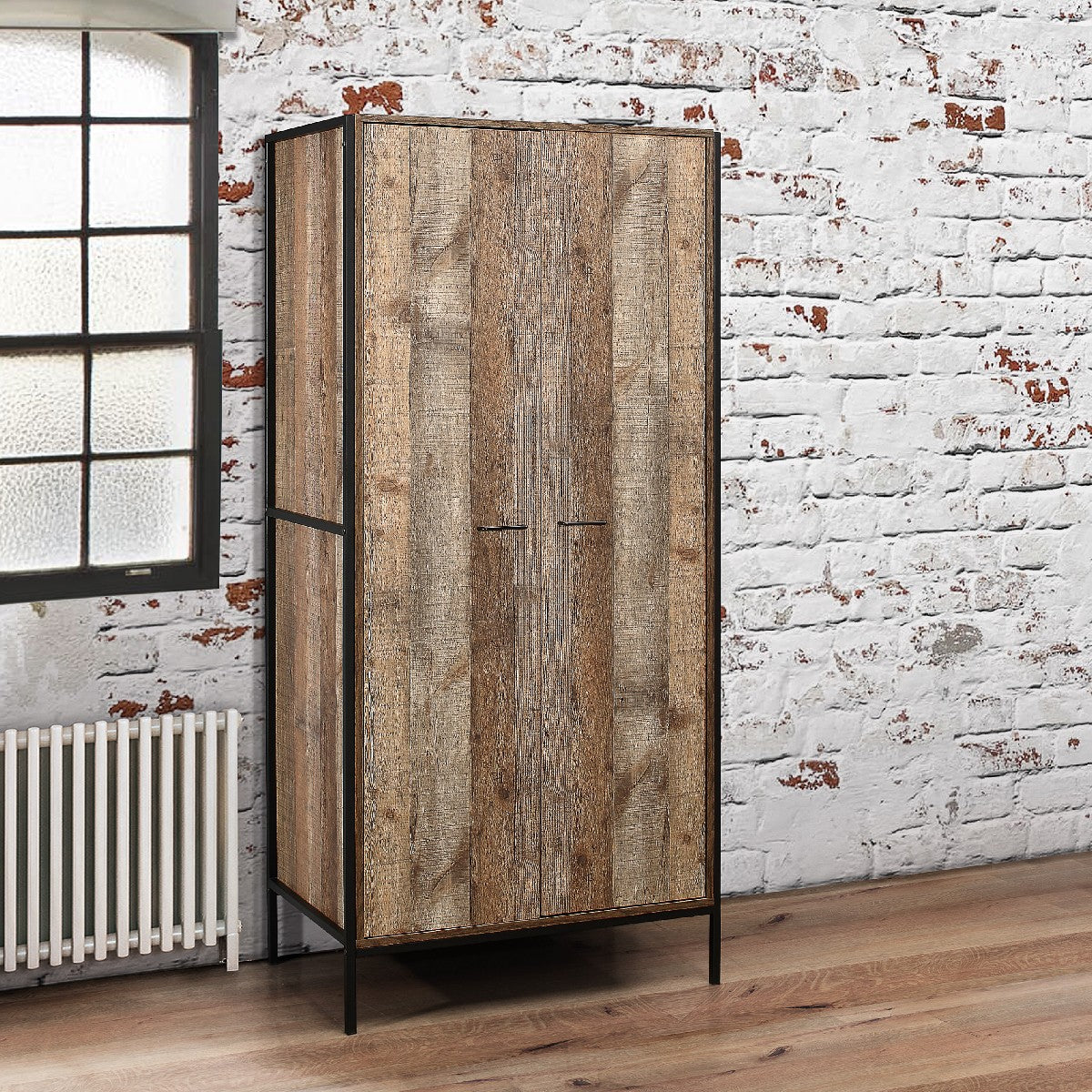 Urban Rustic Industrial 2 Door Wardrobe