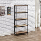 Urban Rustic Industrial 5 Tier Bookcase