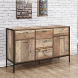 Urban Rustic Industrial 2 Door 5 Drawer Large Sideboard