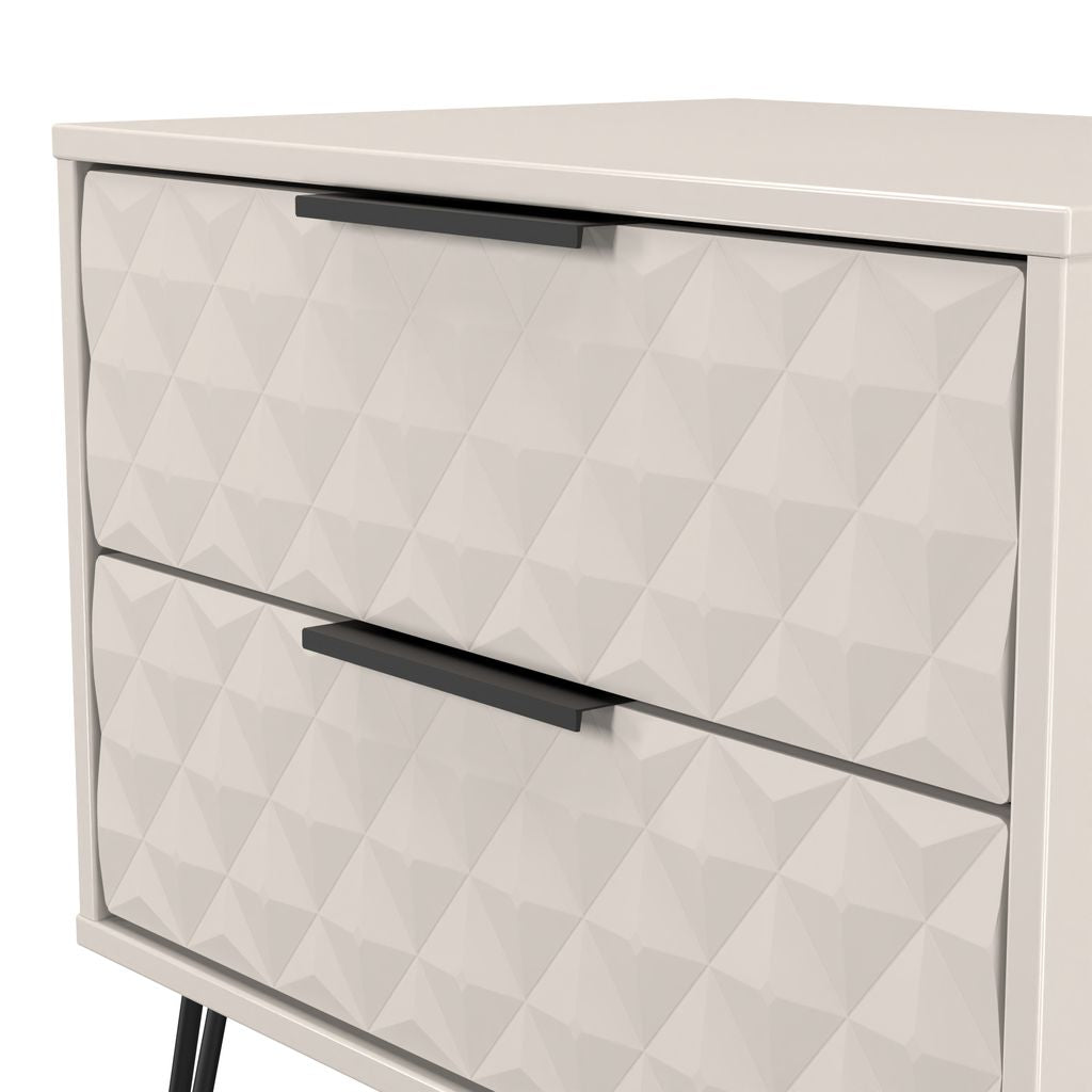 Harlequin 2 Drawer Midi Chest with Black Hairpin Legs