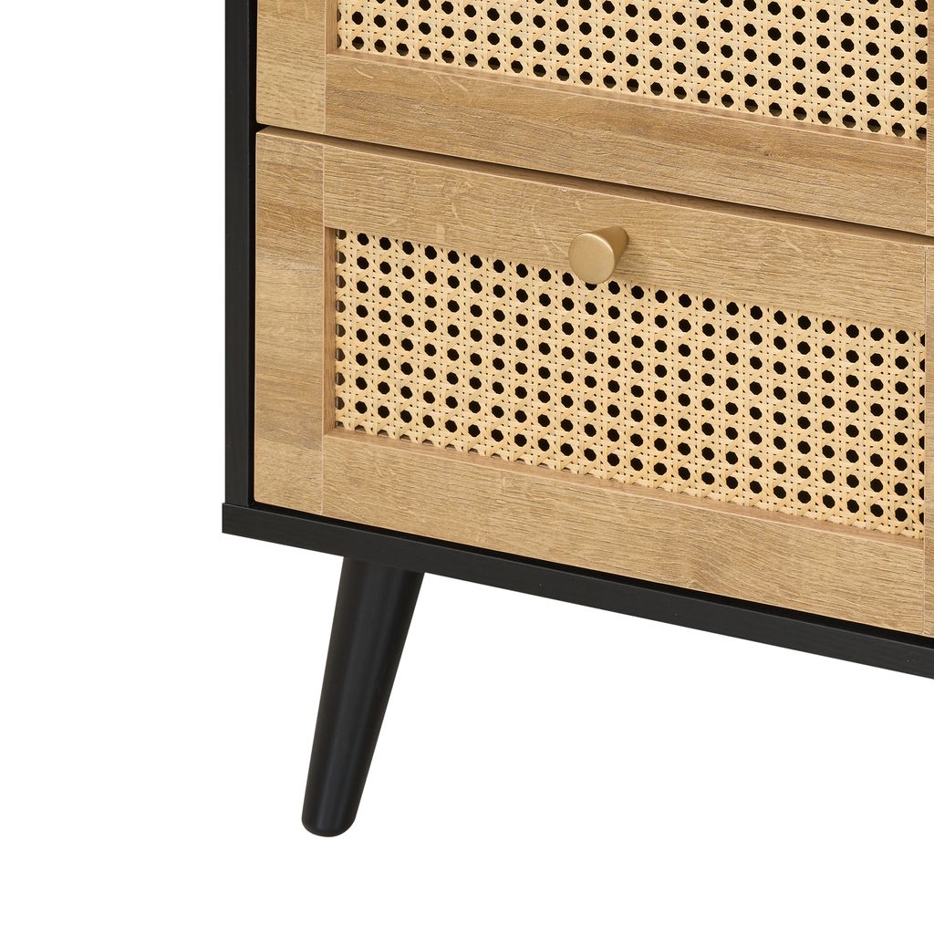 Manila Rattan 3 Piece Bedroom Set with 2 Door Wardrobe, Bedside Table & Chest of 3+2 Drawers