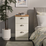 Victoria 3 Drawer Bedside Table with Oak Top