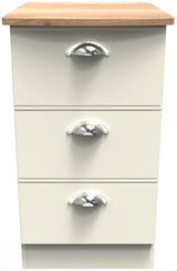 Victoria 3 Drawer Bedside Table with Oak Top