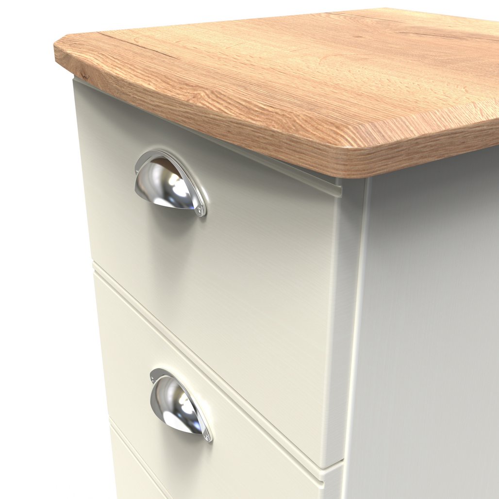 Victoria 3 Drawer Bedside Table with Oak Top