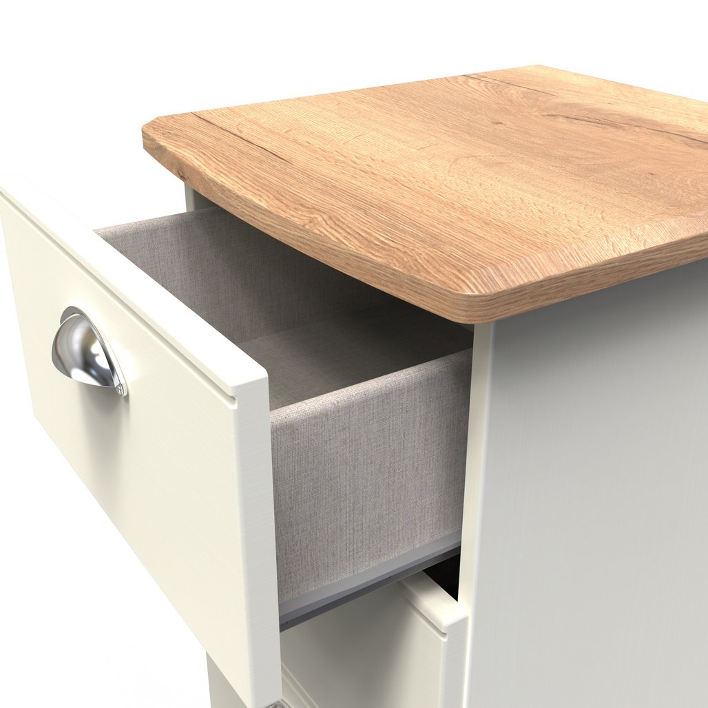 Victoria 3 Drawer Bedside Table with Oak Top