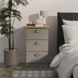 Victoria 3 Drawer Bedside Table with Oak Top