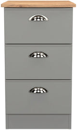 Victoria 3 Drawer Bedside Table with Oak Top