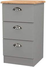 Victoria 3 Drawer Bedside Table with Oak Top
