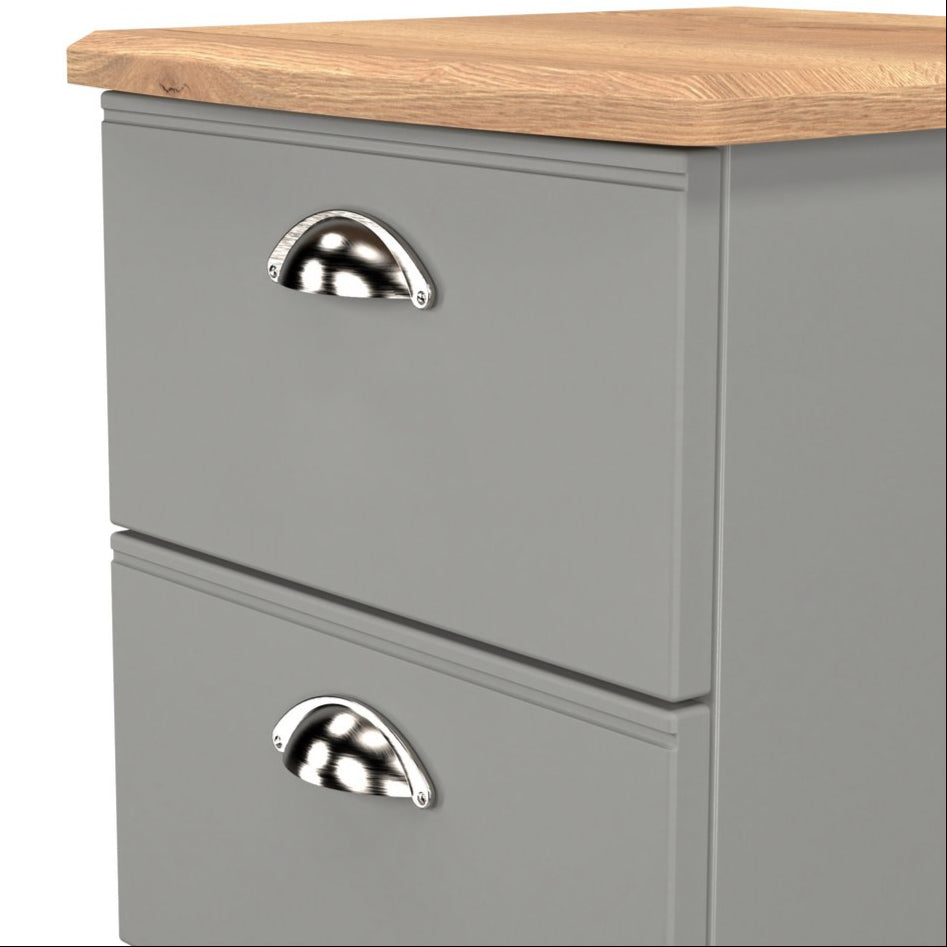 Victoria 3 Drawer Bedside Table with Oak Top