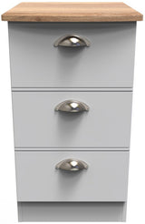 Victoria 3 Drawer Bedside Table with Oak Top