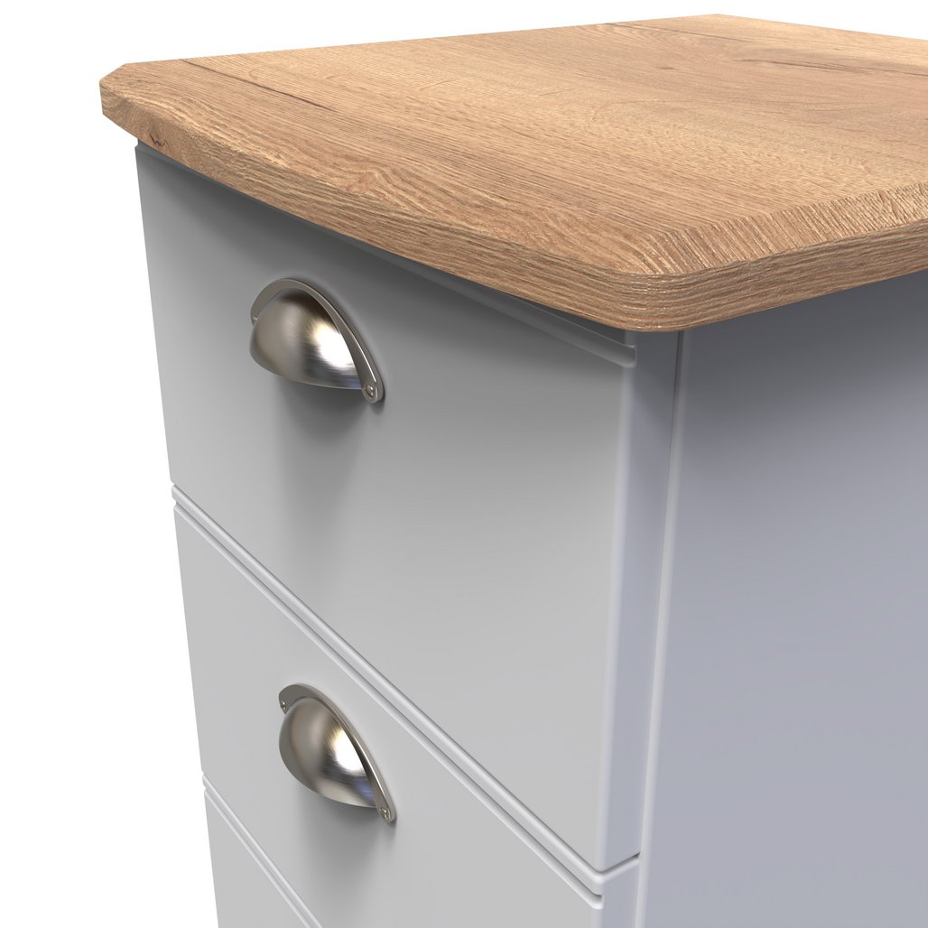 Victoria 3 Drawer Bedside Table with Oak Top