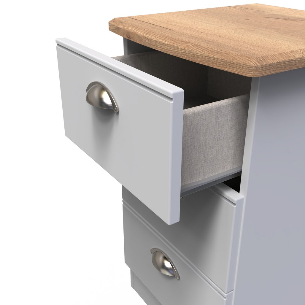 Victoria 3 Drawer Bedside Table with Oak Top
