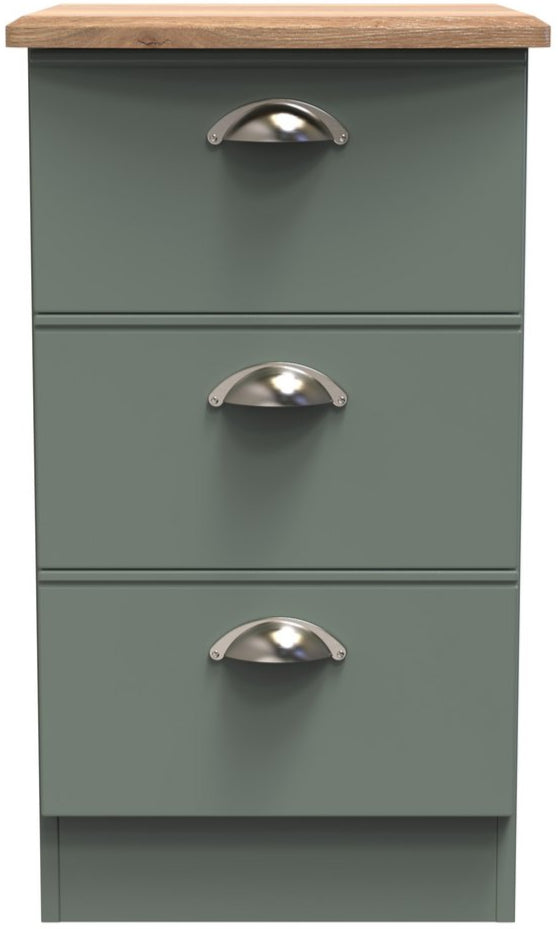 Victoria 3 Drawer Bedside Table with Oak Top