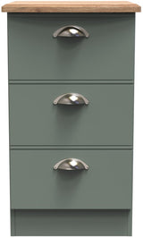 Victoria 3 Drawer Bedside Table with Oak Top