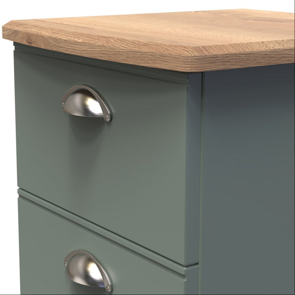 Victoria 3 Drawer Bedside Table with Oak Top
