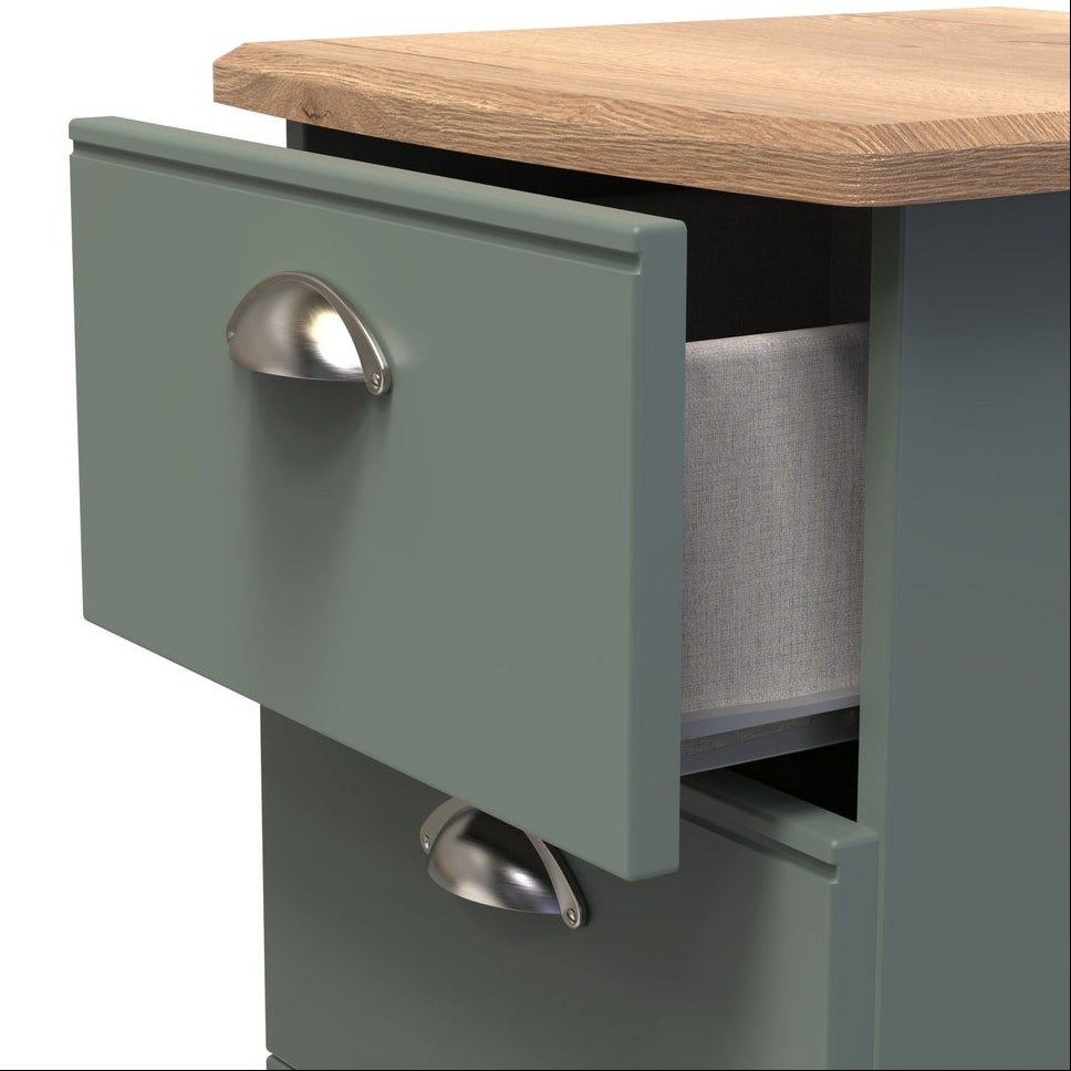Victoria 3 Drawer Bedside Table with Oak Top