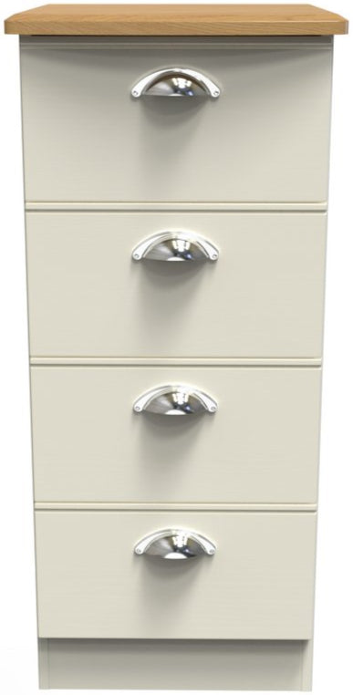 Victoria 4 Drawer Bedside Table with Riviera Oak Top