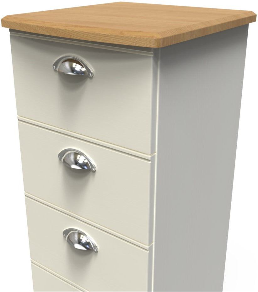 Victoria 4 Drawer Bedside Table with Riviera Oak Top