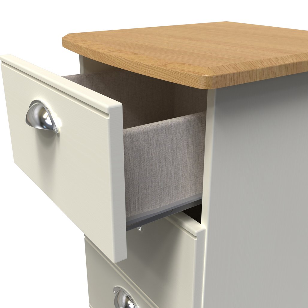 Victoria 4 Drawer Bedside Table with Riviera Oak Top