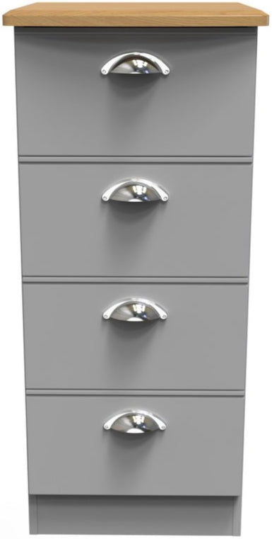 Victoria 4 Drawer Bedside Table with Riviera Oak Top