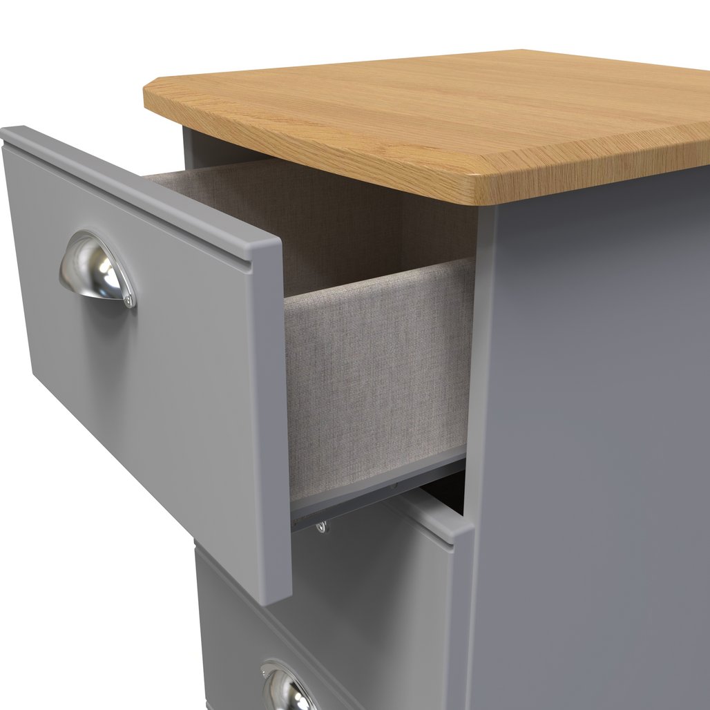 Victoria 4 Drawer Bedside Table with Riviera Oak Top