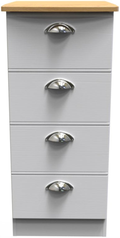 Victoria 4 Drawer Bedside Table with Riviera Oak Top