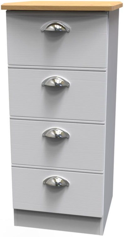 Victoria 4 Drawer Bedside Table with Riviera Oak Top