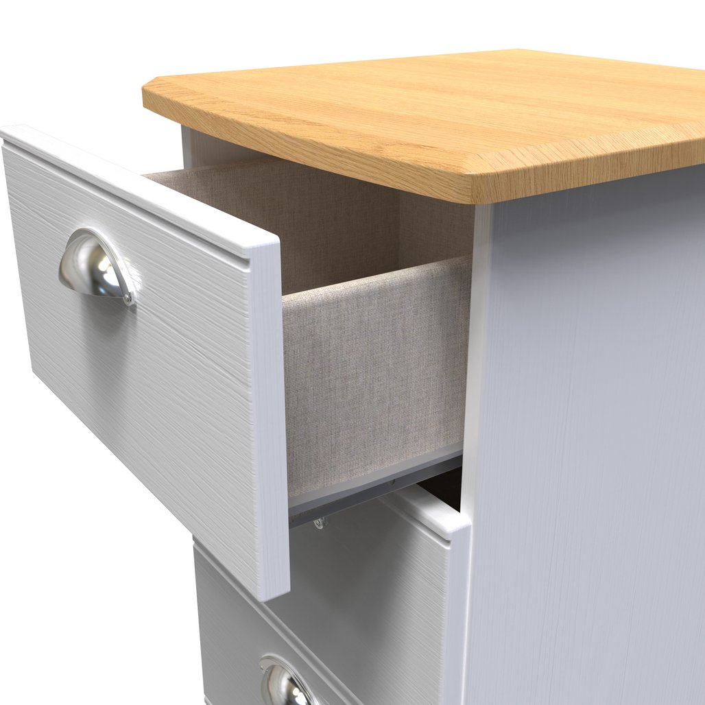 Victoria 4 Drawer Bedside Table with Riviera Oak Top
