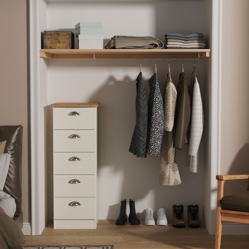 Victoria 5 Drawer Bedside Table with Riviera Oak Top