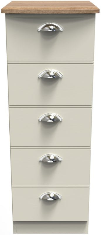 Victoria 5 Drawer Bedside Table with Riviera Oak Top