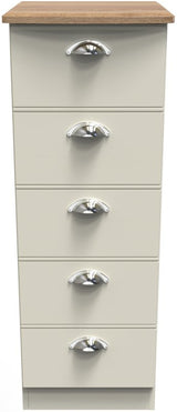 Victoria 5 Drawer Bedside Table with Riviera Oak Top