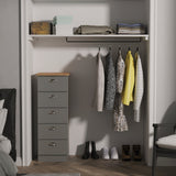 Victoria 5 Drawer Bedside Table with Riviera Oak Top